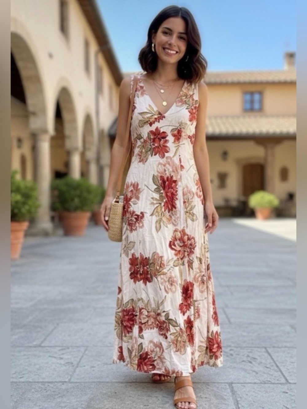Paper Heart Linen Blend Floral
Maxi Dress size XS.